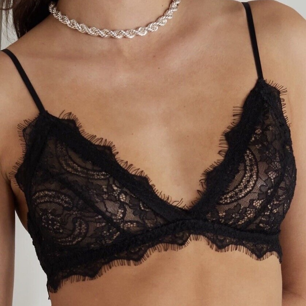 Anine Bing Black Lace Bra / Bralette with trim XS NWOT